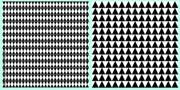 Fototapeta Set of seamless vector patterns. Geometric abstraction on white isolated background. Background, wrapping paper, wallpaper, cover, print, clothing, material. 