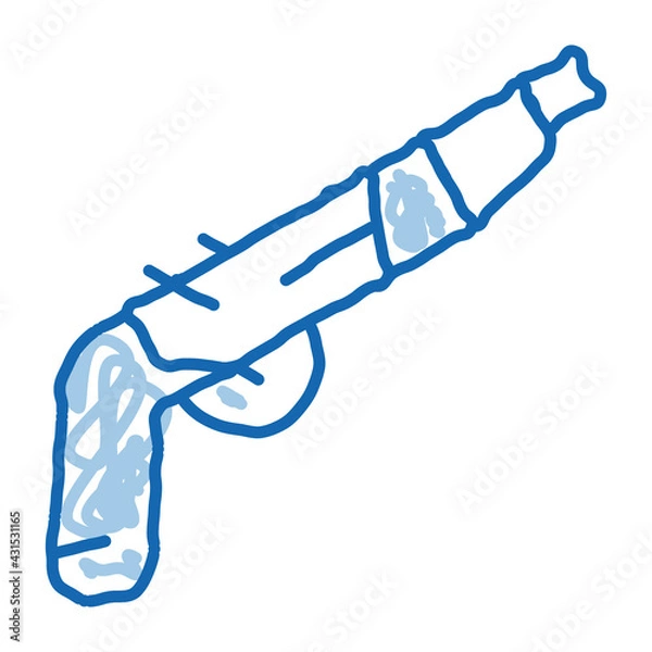 Obraz Gun Pistol doodle icon hand drawn illustration