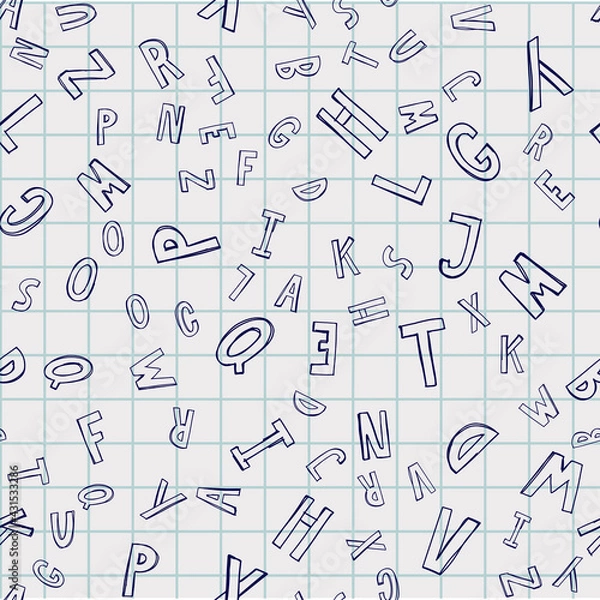 Fototapeta Abstract letters seamless pattern alphabet words ABC