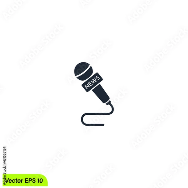 Fototapeta microphone news icon broadcasting symbol logo template simple design element