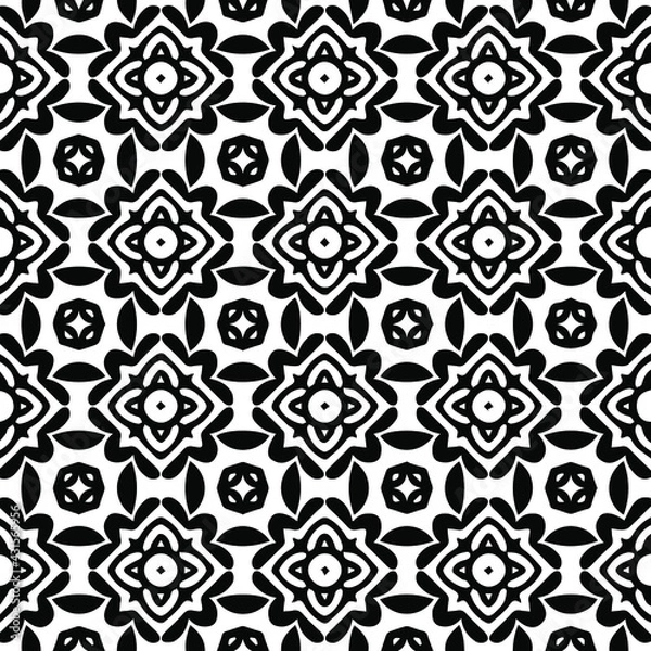 Fototapeta  Geometric vector pattern with Black and white colors. Seamless abstract ornament for wallpapers and backgrounds.