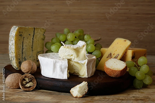 Obraz cheese and grapes
