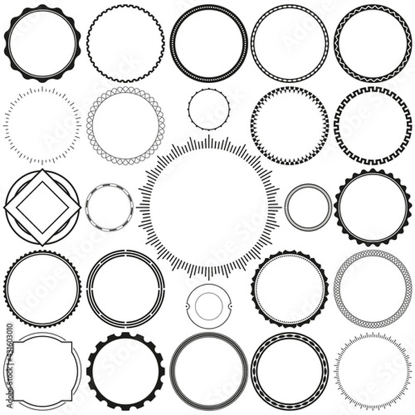 Fototapeta Collection of Round Decorative Border Frames with Clear Background. Ideal for vintage label designs.