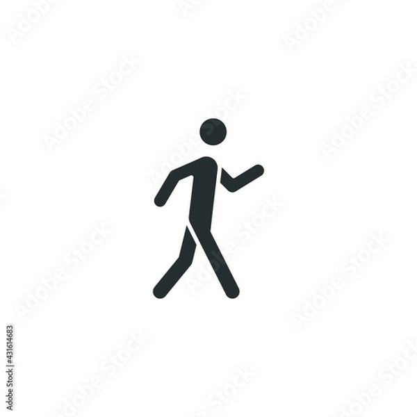 Fototapeta Walk glyph icon. Simple solid style. Pedestrian, man, pictogram, human, side, walkway concept symbol. Vector illustration isolated on white background. EPS 10.