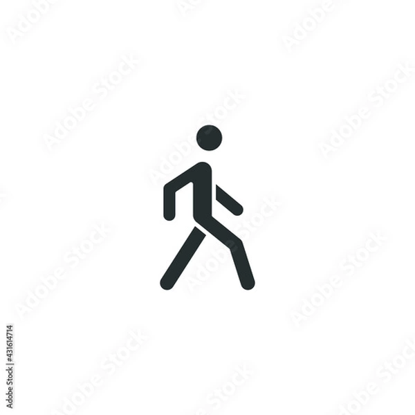 Fototapeta Walk glyph icon. Simple solid style. Pedestrian, man, pictogram, human, side, walkway concept symbol. Vector illustration isolated on white background. EPS 10.