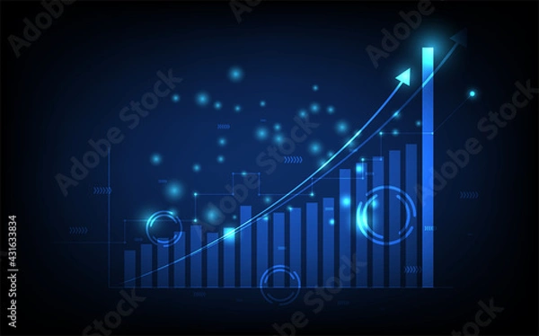 Fototapeta technology business background, graph financial with social network diagram concept, futuristic digital innovation background vector illustration