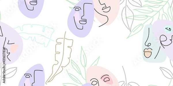 Obraz Face line pattern. Minimal art one line drawing.