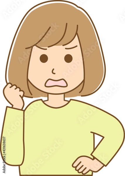 Obraz 怒りで何かを訴えている女性のイラスト