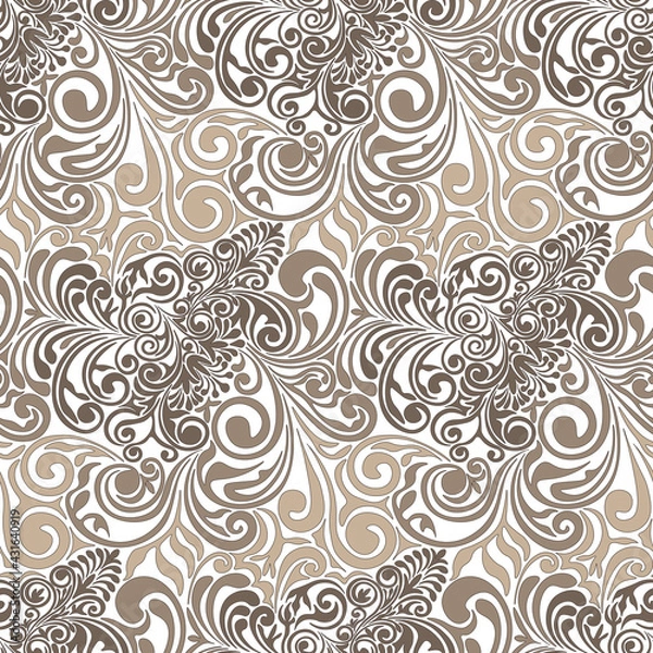 Obraz Seamless pattern. Brown abstract pattern in retro style, white background. Vector.