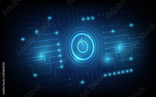 Fototapeta Power button technology background, Power button concept, futuristic digital innovation background vector illustration