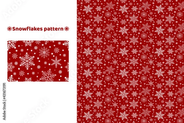 Obraz Light blue christmas background with snowflakes. Vector