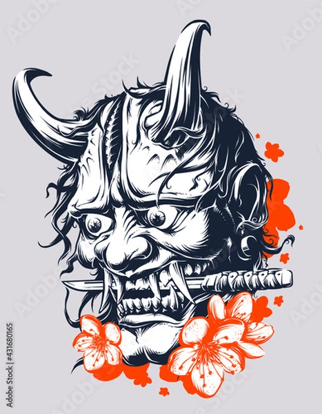 Fototapeta Vector illustration of Hannya Mask