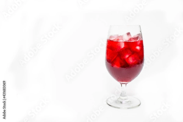 Obraz Cup of ice Roselle juice and refresh drink on white background.