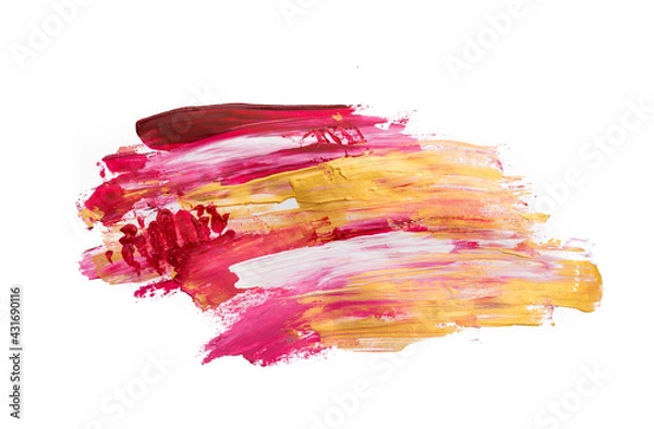 Obraz brush strokes with paint on paper. purple and gold