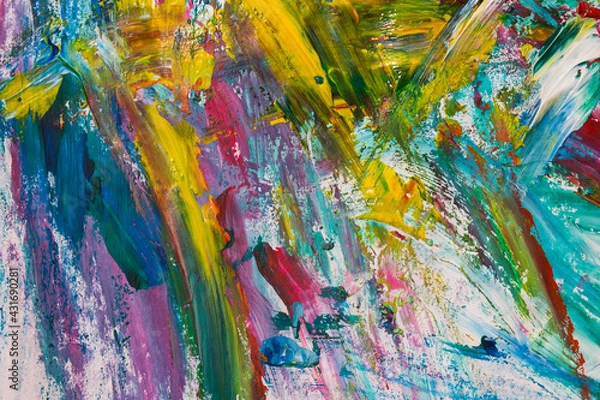 Obraz oil paint brush strokes on paper. multicoloure