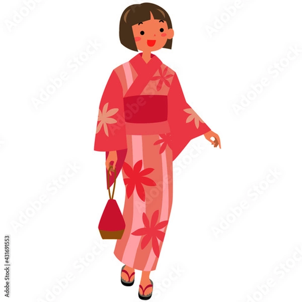 Fototapeta 浴衣を着た若い女性