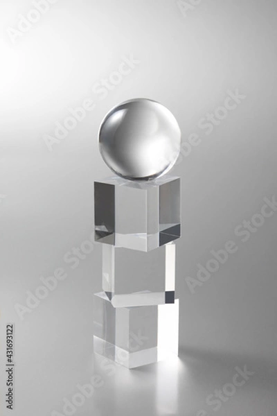 Obraz transparent balls shperes flying on grey base with copy space for your text