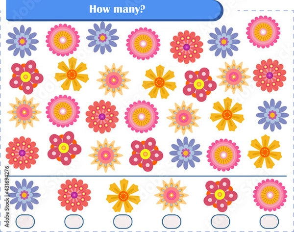 Fototapeta  A game for children. count how many flowers