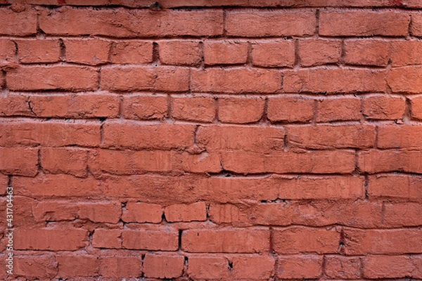 Obraz Old rough red brick wall texture. Background