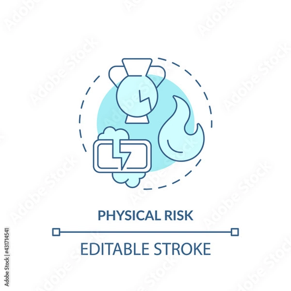 Fototapeta Physical risk concept icon. Purchase risk factor idea thin line illustration. Dangerous product. Injure to consumer. Malfunction, accident. Vector isolated outline RGB color drawing. Editable stroke