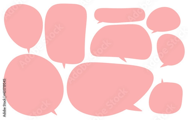 Fototapeta Set speech bubble on a white background, vector speaking or chat talk box , icon balloon text or communication,speak cloud for cartoon and comic, message dialog