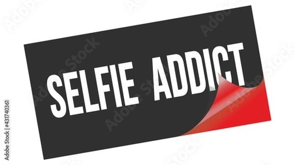 Fototapeta SELFIE  ADDICT text on black red sticker stamp.