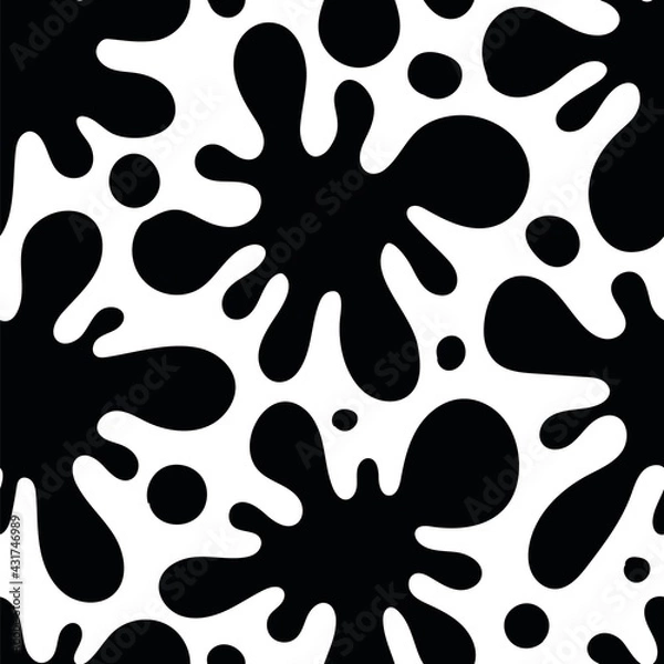 Obraz black splashes on white. minimalistic vector hand-drawn seamless pattern