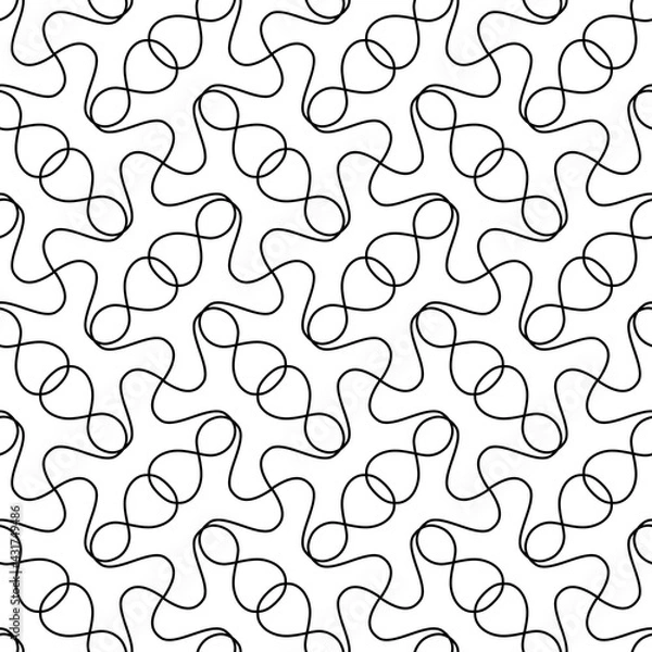 Obraz abstract black lines on white. minimalistic vector hand-drawn seamless pattern. simple elements for coloring