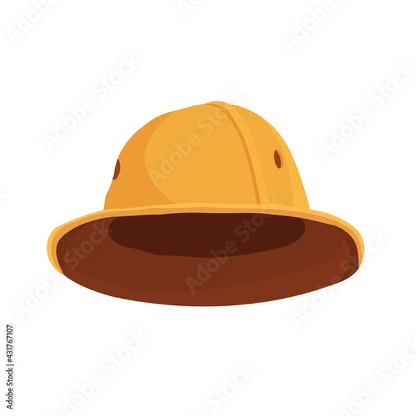 Obraz 
Cartoon safari hat. Pith helmet for tourists, hunters and explorers. Vector illustration in flat style.