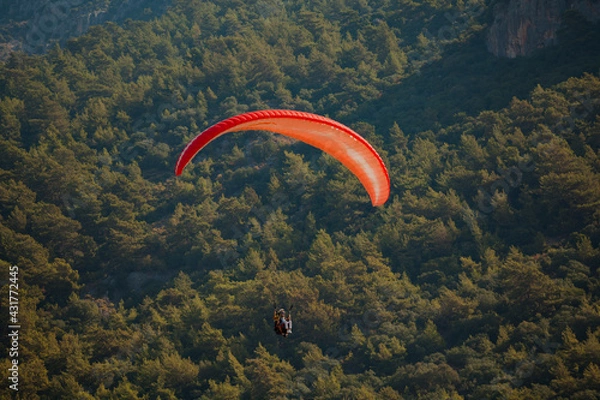 Obraz Paragliding in the Turkish mountains. Oludeniz