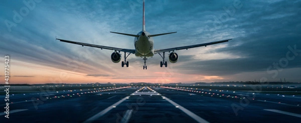 Obraz Samolot nad pasem startowym