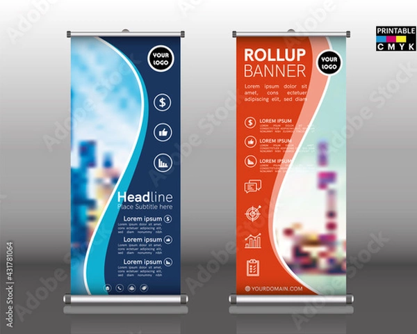 Fototapeta Creative double-sided color vector roll up banner design