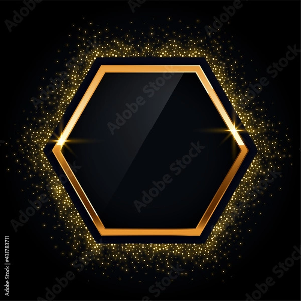 Obraz Hexagonal Golden Frame With Glitter Background