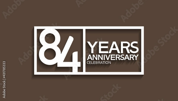 Fototapeta 84 years anniversary logotype with white color in square isolated on brown background. vector can be use for company celebration purpose