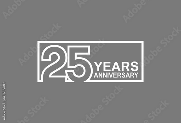 Fototapeta 25 years anniversary logotype with white color outline in square isolated on grey background. vector can be use for company celebration purpose