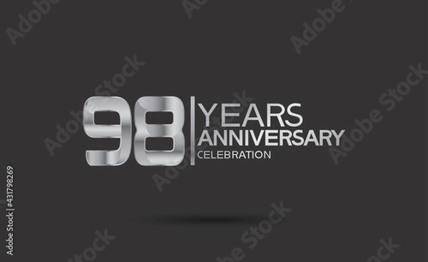 Fototapeta 98 years anniversary logotype with silver color isolated on black background. vector can be use for company celebration purpose