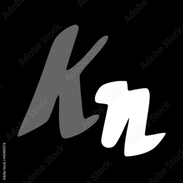 Fototapeta Kn initial handwritten logo for identity