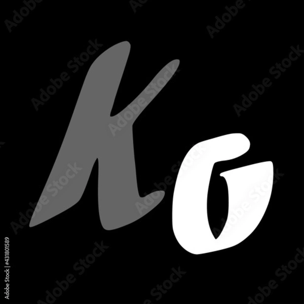 Fototapeta Ko initial handwritten logo for identity
