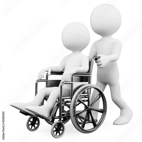 Obraz 3D white people. Helping a handicapped