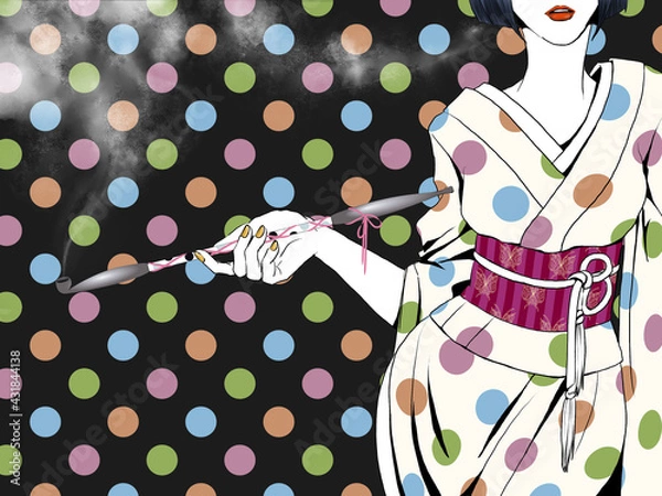 Fototapeta kimono&pipe_dot pattern