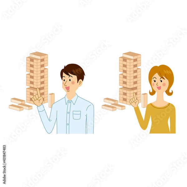 Obraz ジェンガをする男女