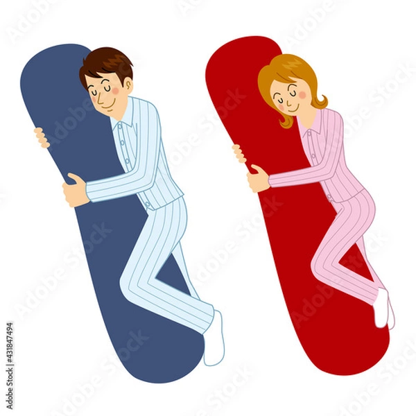 Obraz 抱き枕を使う男女