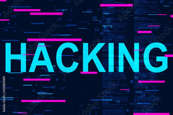 Fototapeta 2D illustration Hacked data online code background

