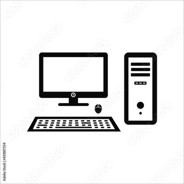 Fototapeta The computer icon. PC symbol. Flat illustration. Flat vector illustration.