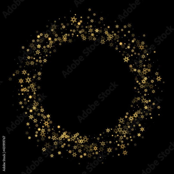 Fototapeta Falling Snow flakes golden pattern Holiday Vector