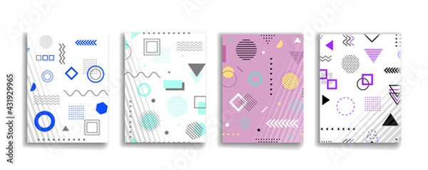 Fototapeta Set of abstract backgrounds. Seamless pattern with geometric shapes