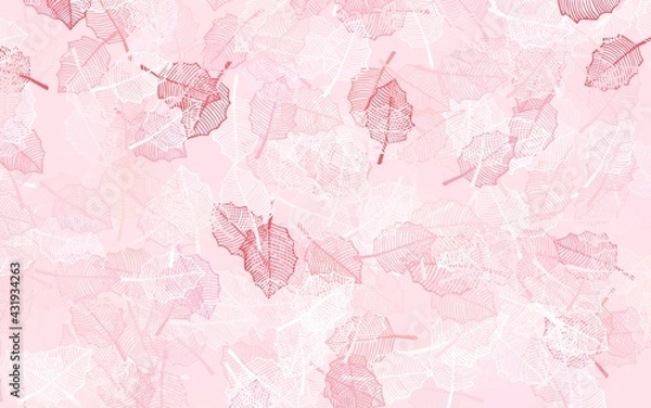 Obraz Light Red vector doodle pattern with leaves.