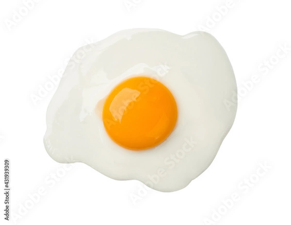 Fototapeta Fried egg isolated on white background on top view food cooking photo object design