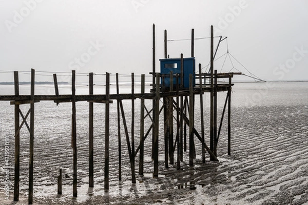 Obraz carrelet bleu à marée basse