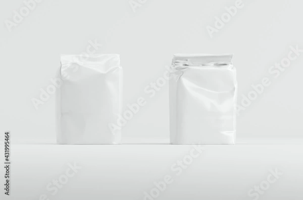 Fototapeta Blank Flour Sugar Package Mockup 3D Rendering